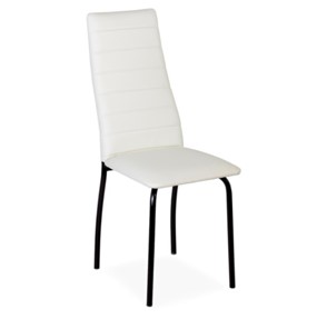 Обеденный стул Волна, прошивка горизонтально, каркас металл черный, экотекс белый в Екатеринбурге