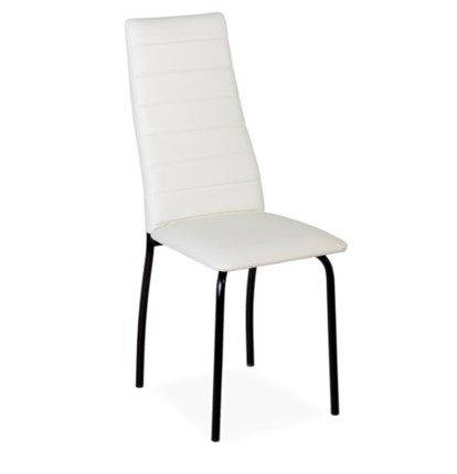 Обеденный стул Волна, прошивка горизонтально, каркас металл черный, экотекс белый в Екатеринбурге - изображение