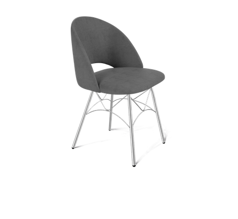 Обеденный стул SHT-ST34 / SHT-S107 (платиново-серый/хром лак) в Екатеринбурге - изображение