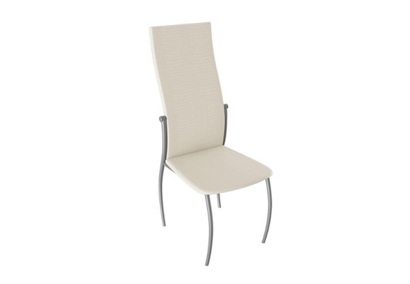 Обеденный стул Комфорт-М, цвет Эмаль Бриллиант, Бежевый Аллигатор к/з 218 (белый перламутр) в Ревде - изображение