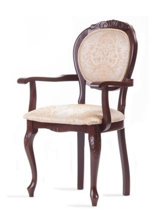 Обеденный стул Барокко с резьбой и подлокотниками (нестандартная покраска) в Ревде - изображение