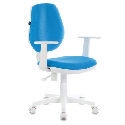 Компьютерное кресло Brabix Fancy MG-201W (с подлокотниками, пластик белый, голубое) 532411 в Красноуфимске - изображение