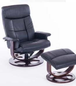 Офисное кресло ДамОфис J6011 для релаксации нат. кожа / дерево, черный в Кушве