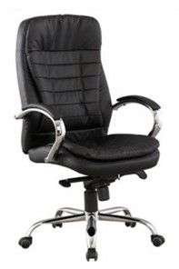 Кресло компьютерное J 9031-1 нат. кожа /хром, черный в Ревде