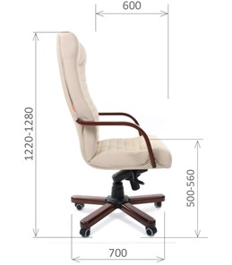 Кресло офисное CHAIRMAN 480 WD, экокожа, цвет бежевый в Кушве - предосмотр 2