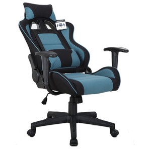 Компьютерное кресло Brabix GT Racer GM-100 (две подушки, ткань, черное/голубое) 531818 в Первоуральске - предосмотр 1