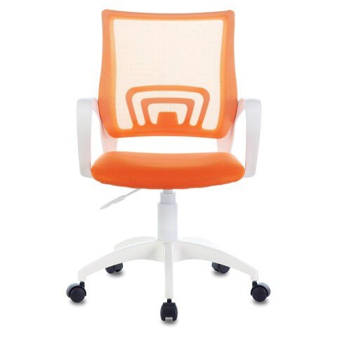 Компьютерное кресло Brabix Fly MG-396W (с подлокотниками, пластик белый, сетка, оранжевое) в Екатеринбурге - изображение 1