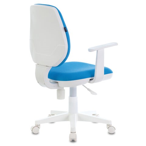 Компьютерное кресло Brabix Fancy MG-201W (с подлокотниками, пластик белый, голубое) 532411 в Красноуфимске - изображение 3