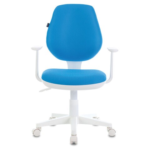Компьютерное кресло Brabix Fancy MG-201W (с подлокотниками, пластик белый, голубое) 532411 в Краснотурьинске - изображение 1
