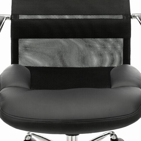 Кресло офисное Brabix Premium Stalker EX-608 CH (хром, ткань-сетка/кожзам, черное) 532091 в Екатеринбурге - изображение 6
