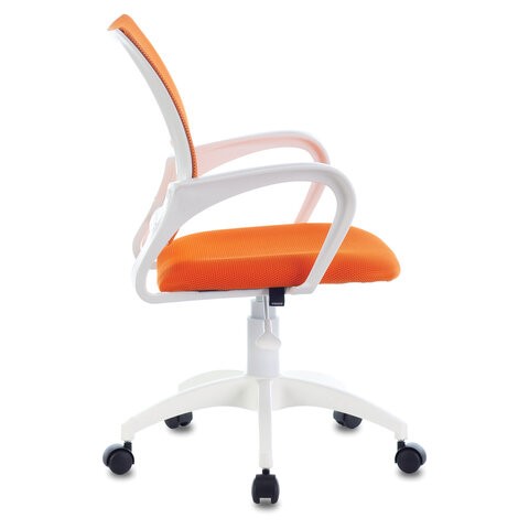 Компьютерное кресло Brabix Fly MG-396W (с подлокотниками, пластик белый, сетка, оранжевое) 532401 в Первоуральске - изображение 2