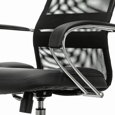 Кресло офисное Brabix Premium Stalker EX-608 CH (хром, ткань-сетка/кожзам, черное) 532091 в Екатеринбурге - изображение 3