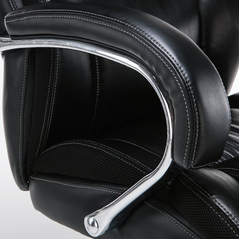 Офисное кресло Brabix Premium Status HD-003 (рециклированная кожа, хром, черное) 531821 в Ревде - изображение 7