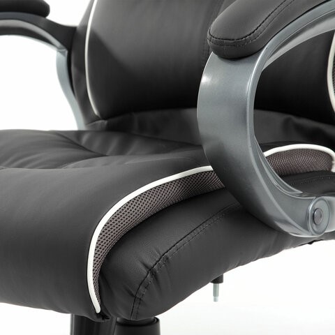 Кресло компьютерное Brabix Premium Strong HD-009 (экокожа черная, ткань серая) в Екатеринбурге - изображение 9