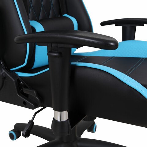 Офисное кресло Brabix GT Master GM-110 (две подушки, экокожа, черное/голубое) 531928 в Екатеринбурге - изображение 9