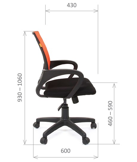 Офисное кресло CHAIRMAN 696 black Сетчатый акрил DW66 оранжевый в Екатеринбурге - изображение 2