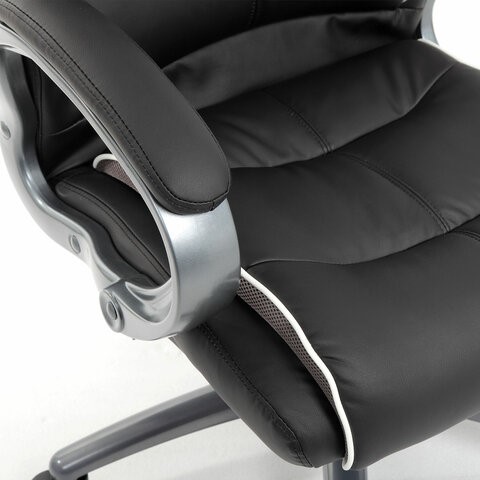 Кресло компьютерное Brabix Premium Strong HD-009 (экокожа черная, ткань серая) в Екатеринбурге - изображение 8
