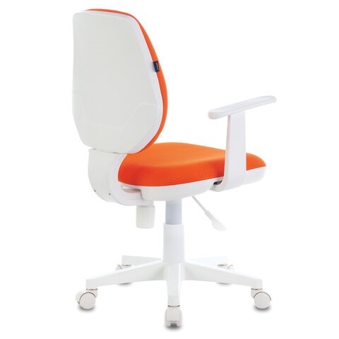 Кресло компьютерное Brabix Fancy MG-201W (с подлокотниками, пластик белый, оранжевое) в Екатеринбурге - изображение 2