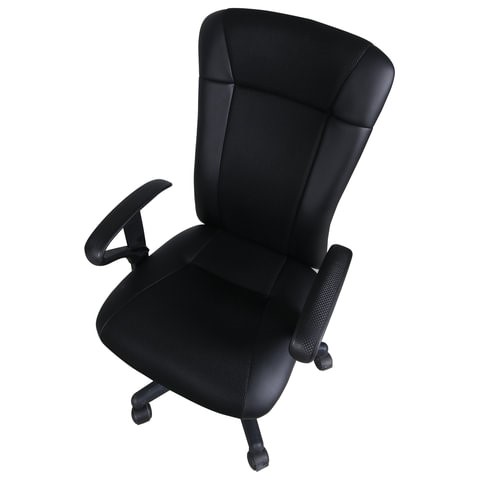 Кресло компьютерное Brabix Optima MG-370 (с подлокотниками, экокожа/ткань, черное) 531580 в Екатеринбурге - изображение 3