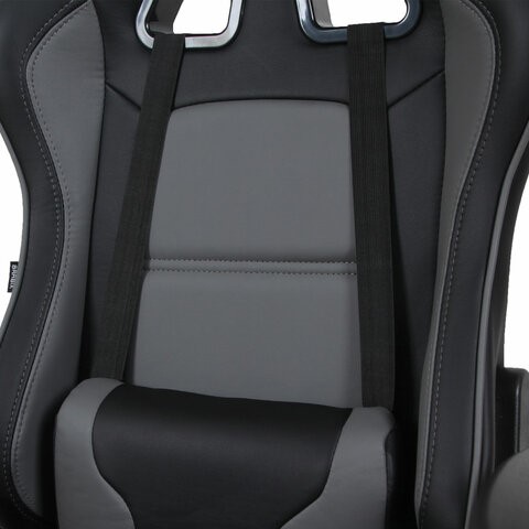 Компьютерное кресло Brabix GT Racer GM-100 (две подушки, экокожа, черное/серое) 531926 в Ревде - изображение 6