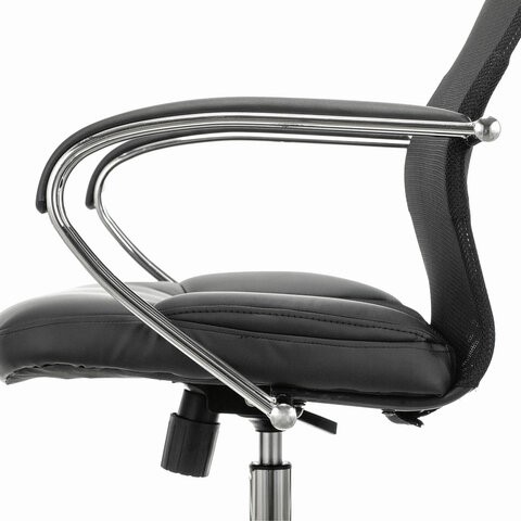 Кресло офисное Brabix Premium Stalker EX-608 CH (хром, ткань-сетка/кожзам, черное) 532091 в Екатеринбурге - изображение 2