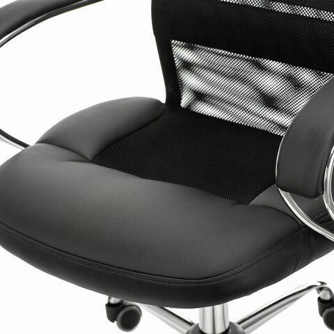 Кресло офисное Brabix Premium Stalker EX-608 CH (хром, ткань-сетка/кожзам, черное) 532091 в Екатеринбурге - изображение 5