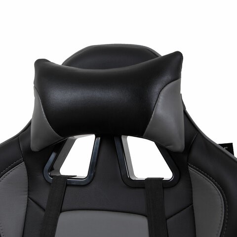Компьютерное кресло Brabix GT Racer GM-100 (две подушки, экокожа, черное/серое) 531926 в Ревде - изображение 5