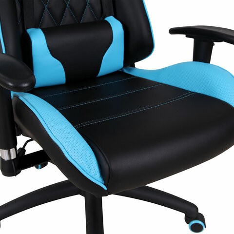 Офисное кресло Brabix GT Master GM-110 (две подушки, экокожа, черное/голубое) 531928 в Екатеринбурге - изображение 8