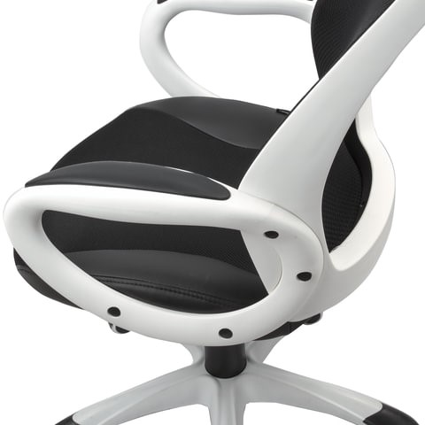 Кресло компьютерное Brabix Premium Genesis EX-517 (пластик белый, ткань/экокожа/сетка черная) в Екатеринбурге - изображение 5