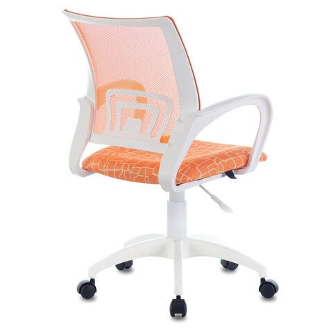 Кресло офисное Brabix Fly MG-396W (с подлокотниками, пластик белый, сетка, оранжевое с рисунком "Giraffe") в Екатеринбурге - изображение 1