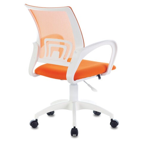 Компьютерное кресло Brabix Fly MG-396W (с подлокотниками, пластик белый, сетка, оранжевое) 532401 в Ревде - изображение 3