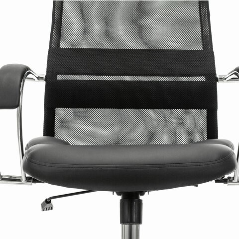 Кресло офисное Brabix Premium Stalker EX-608 CH (хром, ткань-сетка/кожзам, черное) 532091 в Екатеринбурге - изображение 7