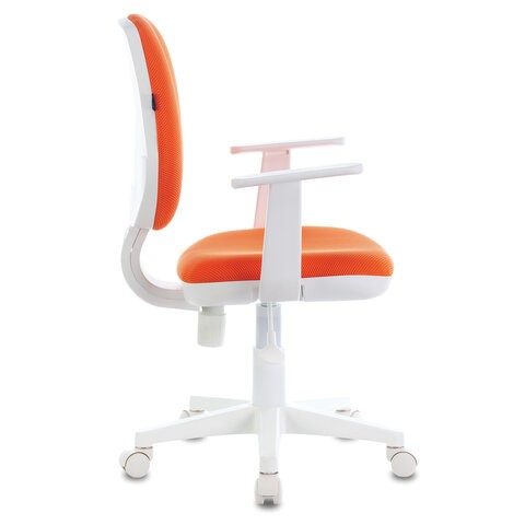 Кресло компьютерное Brabix Fancy MG-201W (с подлокотниками, пластик белый, оранжевое) в Екатеринбурге - изображение 1