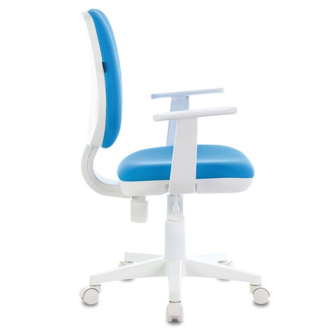 Компьютерное кресло Brabix Fancy MG-201W (с подлокотниками, пластик белый, голубое) 532411 в Краснотурьинске - изображение 2