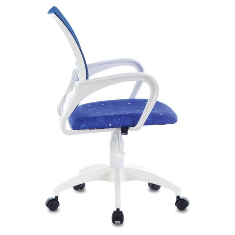 Кресло Brabix Fly MG-396W (с подлокотниками, пластик белый, сетка, темно-синее с рисунком "Space") 532405 в Кушве - изображение 3