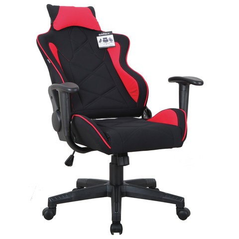 Офисное кресло Brabix GT Racer GM-100 (подушка, ткань, черное/красное) 531820 в Кушве - изображение 1