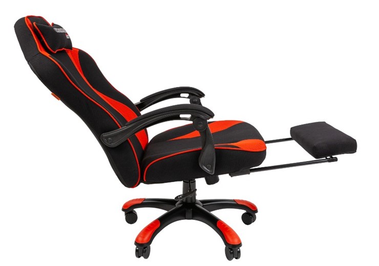 Игровое кресло CHAIRMAN GAME 35 с выдвижной подставкой для ног Ткань  черная / Ткань красная в Екатеринбурге - изображение 4