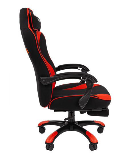 Игровое кресло CHAIRMAN GAME 35 с выдвижной подставкой для ног Ткань  черная / Ткань красная в Екатеринбурге - изображение 2