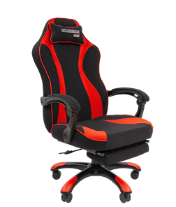 Игровое кресло CHAIRMAN GAME 35 с выдвижной подставкой для ног Ткань  черная / Ткань красная в Ирбите