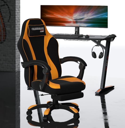 Игровое кресло CHAIRMAN GAME 35 с выдвижной подставкой для ног Ткань черная / Ткань оранжевая в Екатеринбурге - изображение 4