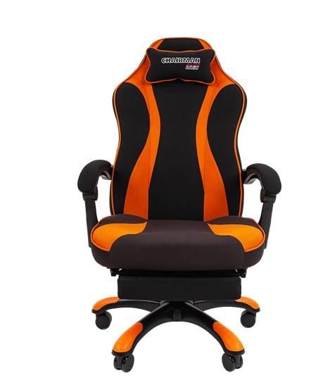 Игровое кресло CHAIRMAN GAME 35 с выдвижной подставкой для ног Ткань черная / Ткань оранжевая в Екатеринбурге - изображение 1