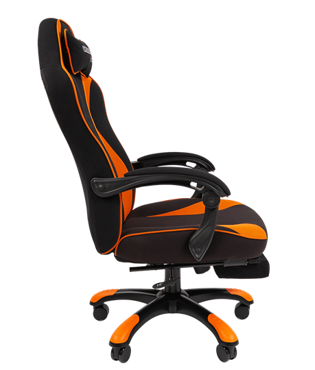 Игровое кресло CHAIRMAN GAME 35 с выдвижной подставкой для ног Ткань черная / Ткань оранжевая в Екатеринбурге - изображение 2