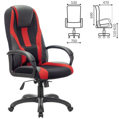 Компьютерное кресло Brabix Premium Rapid GM-102 (экокожа/ткань, черное/красное) 532107 в Екатеринбурге - изображение 3