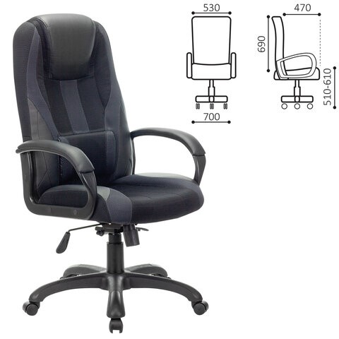 Компьютерное кресло Brabix Premium Rapid GM-102 (экокожа/ткань, черное/серое) 532105 в Екатеринбурге - изображение 3