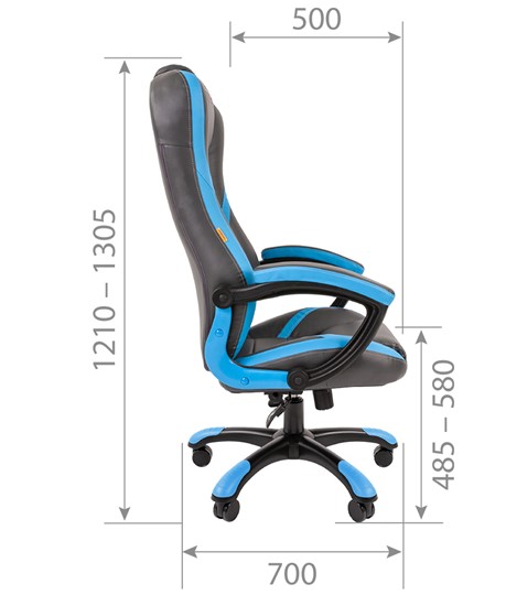 Офисное кресло CHAIRMAN GAME 22 эко кожа, серый/голубой в Екатеринбурге - изображение 4