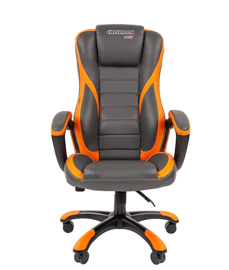 Кресло CHAIRMAN GAME 22 эко кожа, серый/оранжевый в Кушве - изображение 3