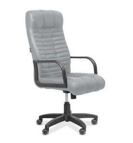 Офисное кресло для руководителя Атлант, экокожа премиум / светло-серая CN1132 в Ревде