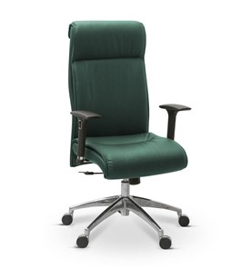 Кресло офисное Dark (подлокотники 3D) натуральная кожа с компаньоном / зеленая NL30 в Екатеринбурге