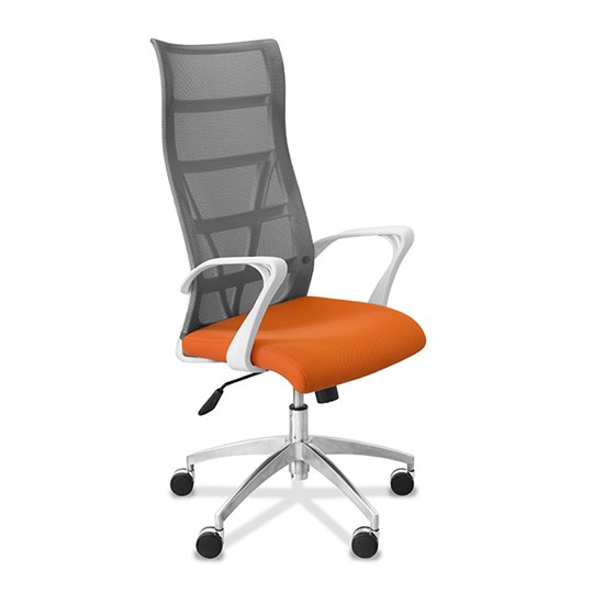 Кресло для руководителя Топ X белый каркас, сетка/ткань TW / серая/оранжевая в Ревде - изображение 8