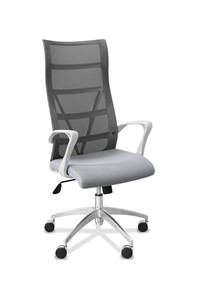 Офисное кресло для руководителя Топ X белый каркас, сетка/ткань TW / серая/ серая в Ревде - предосмотр